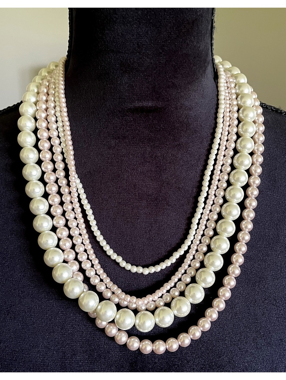 Multi-Strand Faux Pearl Necklace with Adjustable Clasp